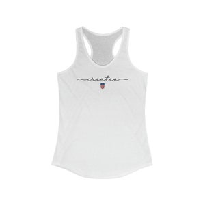 Croatia Tank Top, Cute Croatia Girl Outfit, Hrvatska Zastava Grb Souvenir Cup Gear, Nogomet Majica Gift Hrvatica Poklon, Euro Soccer Shirt Solid White