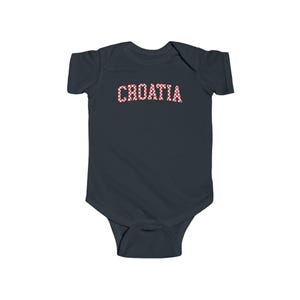 Croatia Checkers Baby Bodysuit, Croatian Red and White Checks Soccer Shirt, Hrvatska Beba Nogomet Majica Black