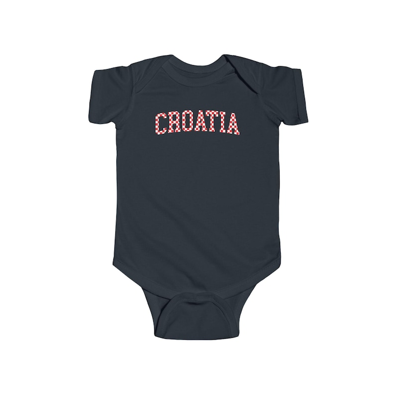 Croatia Checkers Baby Bodysuit, Croatian Red and White Checks Soccer Shirt, Hrvatska Beba Nogomet Majica Black