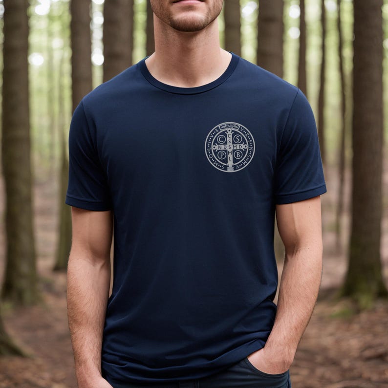 Saint Benedict Coin Shirt, Sveti Benedikt Medal T-Shirt, Medaljica Svetog Benedikta Majica image 2