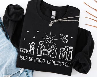 Isus se Rodio Nativity Sweatshirt, Croatian Christmas Sweater, Sretan Božić Hrvatska Džemper