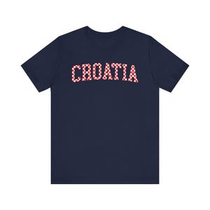 Croatia Checkers Shirt, Croatian Red and White Checks Soccer Tee, Hrvatska Nogomet Majica Navy