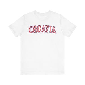 Croatia Checkers Shirt, Croatian Red and White Checks Soccer Tee, Hrvatska Nogomet Majica White