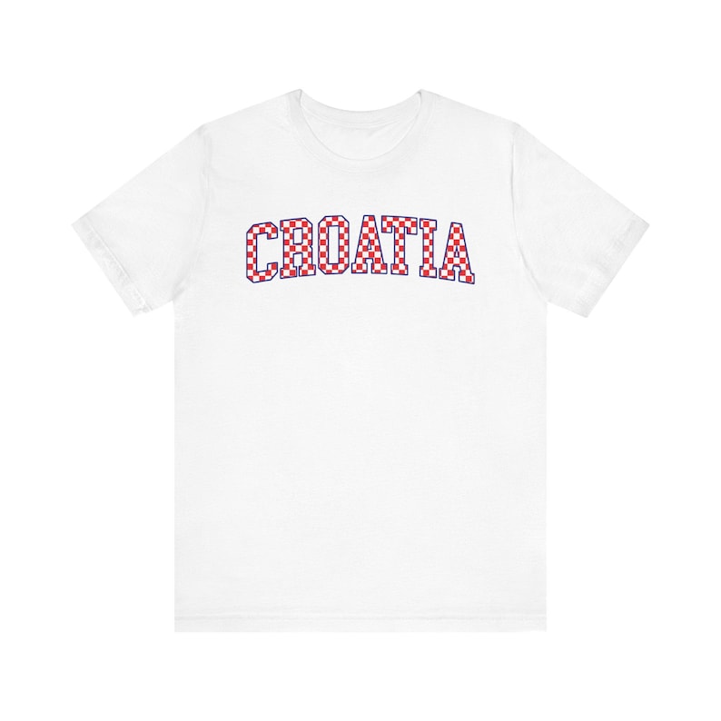 Croatia Checkers Shirt, Croatian Red and White Checks Soccer Tee, Hrvatska Nogomet Majica White