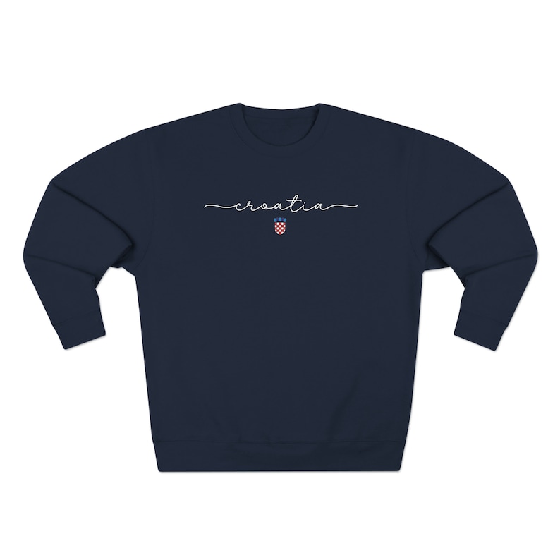 Croatia Sweatshirt, Croatian Sweater Gift Clothes, Hrvatski Nogomet Croatia Cup, Euro Soccer Gear, Hrvatska Zastava Dzemper Duks Poklon Navy