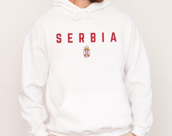 Serbia Minimalist Hoodie, Serbia Coat of Arms Sweatshirt, Srbija Sweater