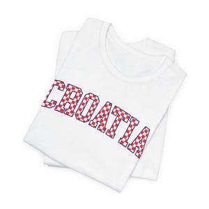 Croatia Checkers Shirt, Croatian Red and White Checks Soccer Tee, Hrvatska Nogomet Majica White