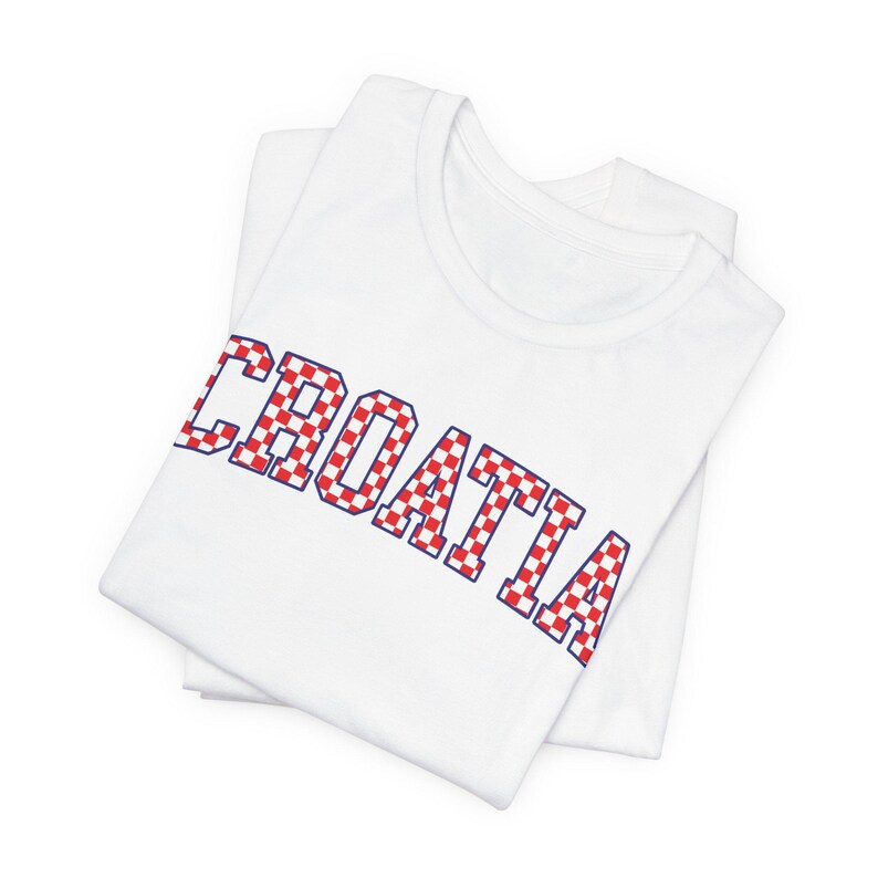 Croatia Checkers Shirt, Croatian Red and White Checks Soccer Tee, Hrvatska Nogomet Majica White