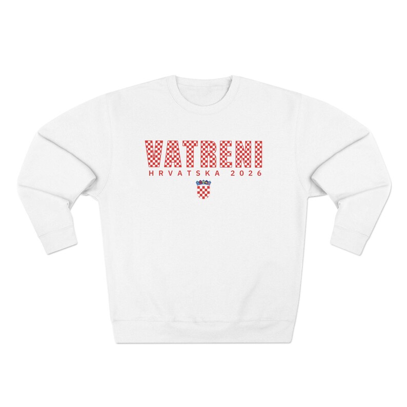2026 Hrvatska Vatreni Sweatshirt, Republika Hrvatska Džemper, Croatian Soccer Fan Sweater, Croatia World Football Clothes White