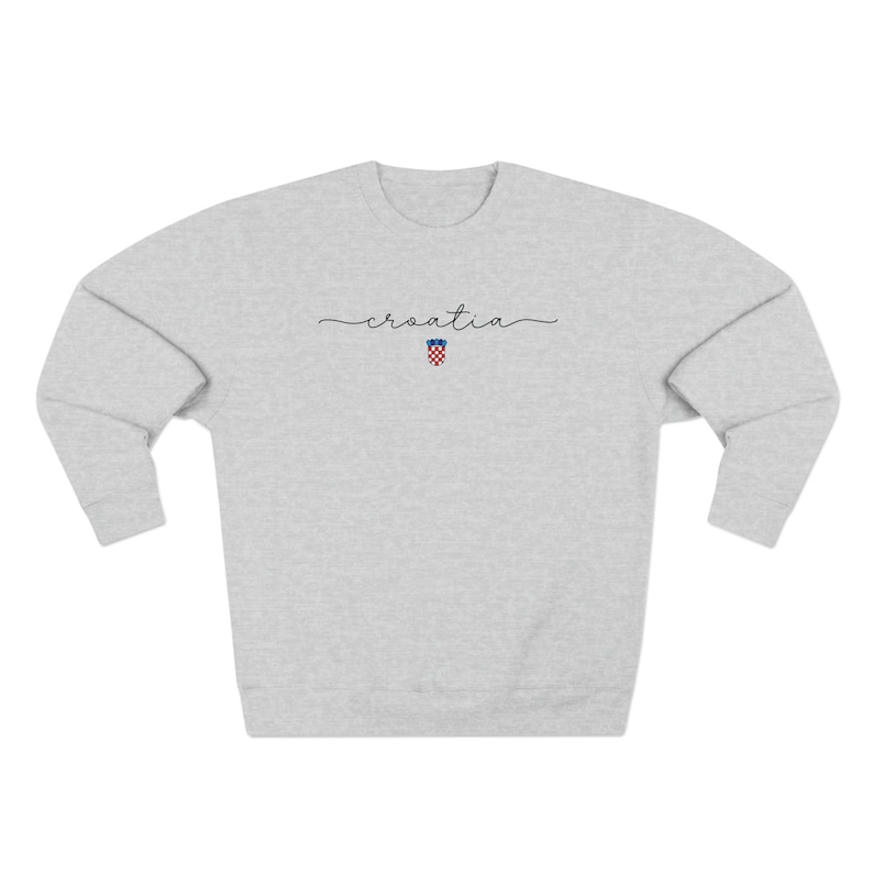 Croatia Sweatshirt, Croatian Sweater Gift Clothes, Hrvatski Nogomet Croatia Cup, Euro Soccer Gear, Hrvatska Zastava Dzemper Duks Poklon Heather Grey