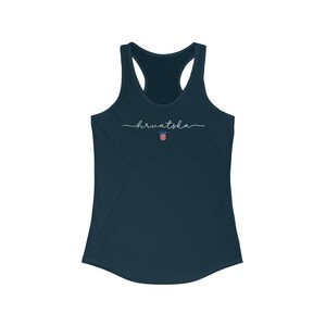 Hrvatska Tank Top, Cute Croatia Girl Outfit, Zastava Souvenir Soccer Cup Gear Nogomet Majica Gift Hrvatica Rodjendan Poklon, Europe Shirt Solid Midnight Navy