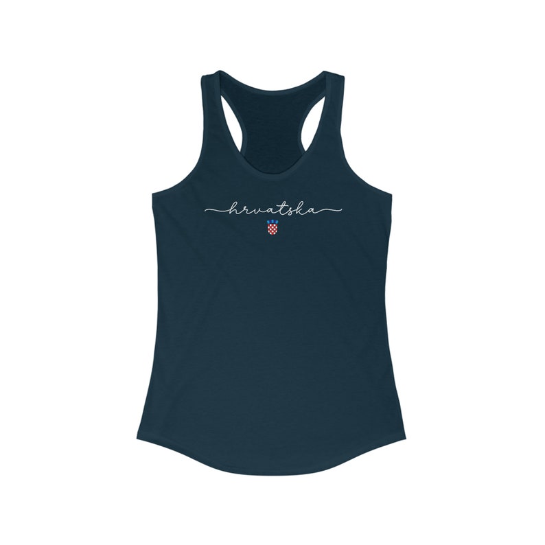 Hrvatska Tank Top, Cute Croatia Girl Outfit, Zastava Souvenir Soccer Cup Gear Nogomet Majica Gift Hrvatica Rodjendan Poklon, Europe Shirt Solid Midnight Navy