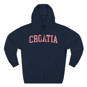 Croatia Checkers Hoodie, Croatian Red and White Checks Soccer Sweatshirt, Hrvatska Nogomet Džemper Navy