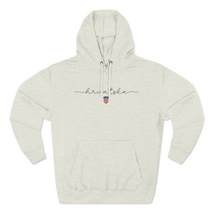 Hrvatska Hoodie, Croatia Sweatshirt, Croatian Soccer Clothes Hrvatski Nogomet Odjeca Hrvat Hrvatica Rodjendan Poklon Croat Heritage Festival Oatmeal Heather