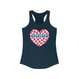 Hrvatska Tank Top, Cute Croatian Girl Outfit, Hrvatski Nogomet Soccer Gear, Europe Shirt, Fudbal Majica Poklon, Hrvatica Vatreni Solid Midnight Navy