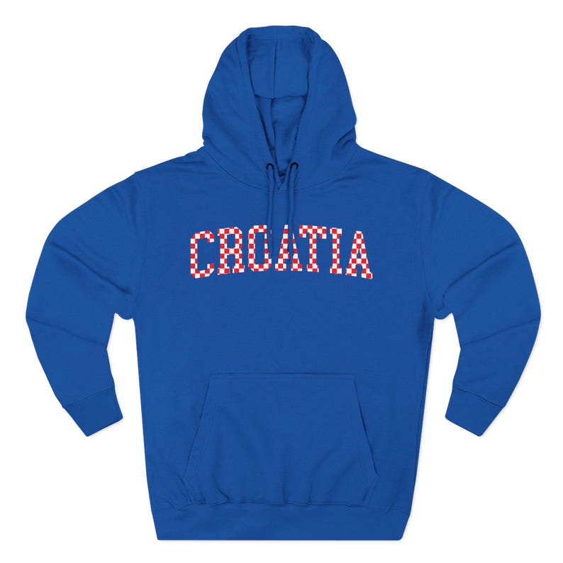 Croatia Checkers Hoodie, Croatian Red and White Checks Soccer Sweatshirt, Hrvatska Nogomet Džemper Royal Blue