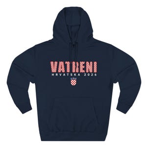 2026 Hrvatska Vatreni Hoodie, Republika Hrvatska Džemper, Croatian Soccer Fan Sweatshirt, Croatia World Football Clothes Navy