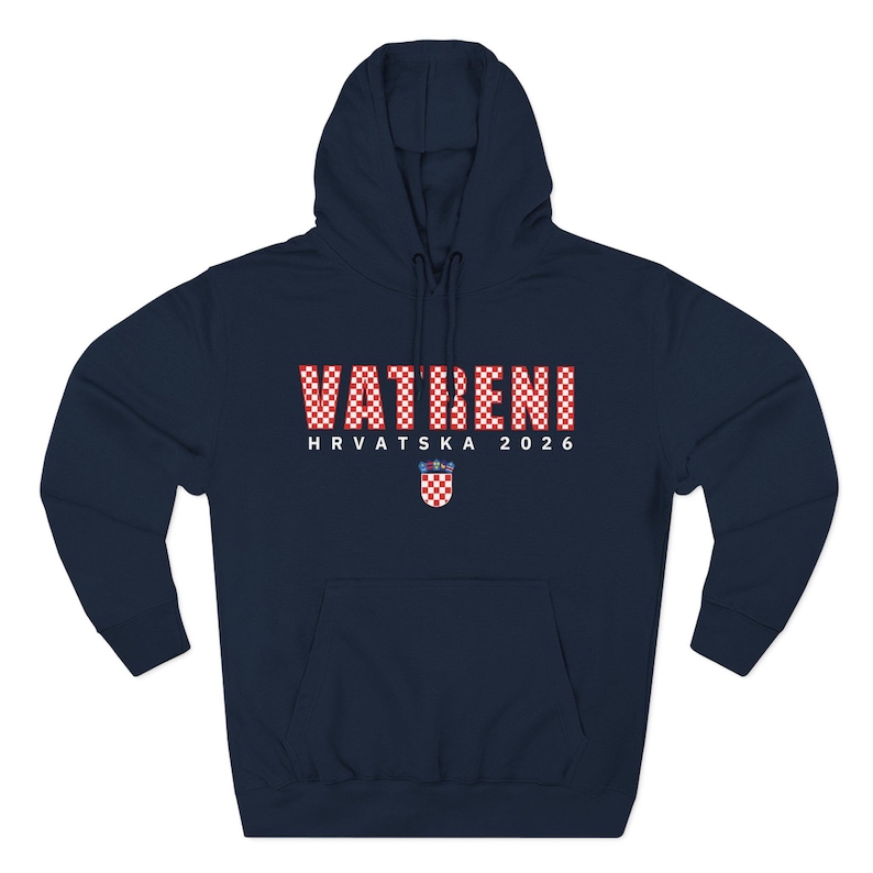 2026 Hrvatska Vatreni Hoodie, Republika Hrvatska Džemper, Croatian Soccer Fan Sweatshirt, Croatia World Football Clothes Navy