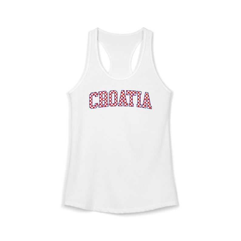 Croatia Checkers Tank Top, Croatian Red and White Checks Soccer Shirt, Hrvatska Nogomet Majica Solid White