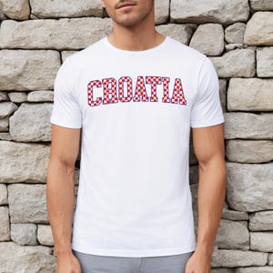 Croatia Checkers Shirt, Croatian Red and White Checks Soccer Tee, Hrvatska Nogomet Majica image 2