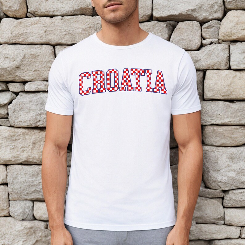 Croatia Checkers Shirt, Croatian Red and White Checks Soccer Tee, Hrvatska Nogomet Majica image 2