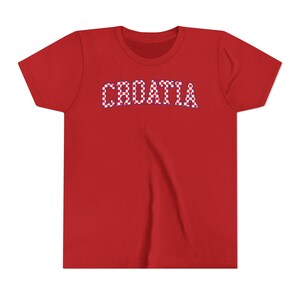 Croatia Checkers Kids Shirt, Croatian Red White Checks Soccer Tee, Hrvatska Djeca Nogomet Majica Red