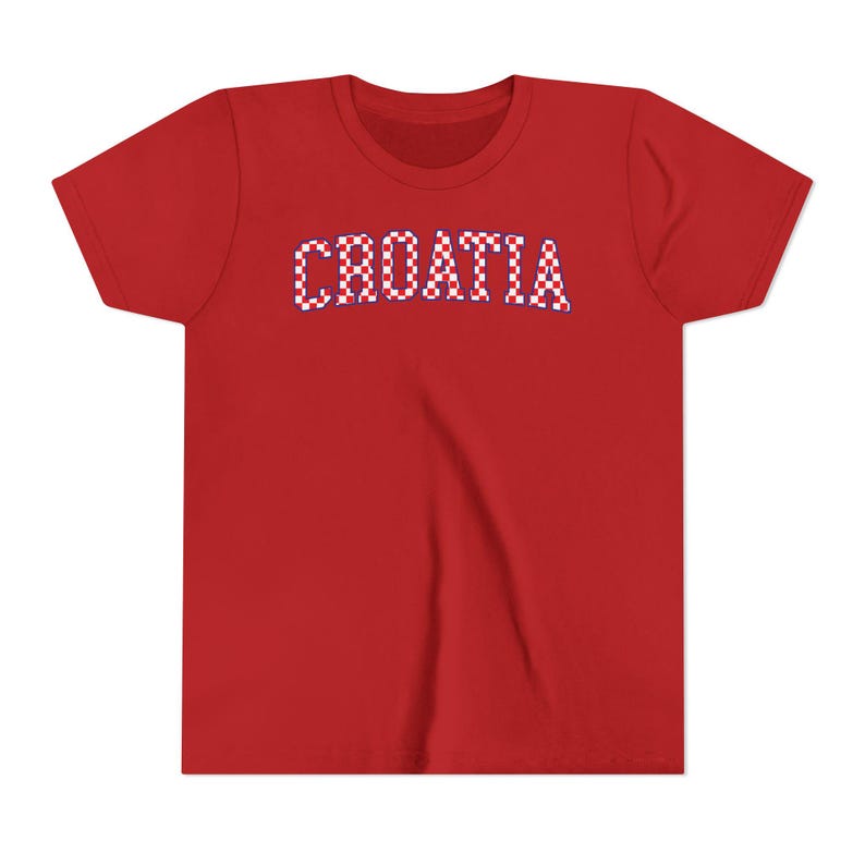 Croatia Checkers Kids Shirt, Croatian Red White Checks Soccer Tee, Hrvatska Djeca Nogomet Majica Red