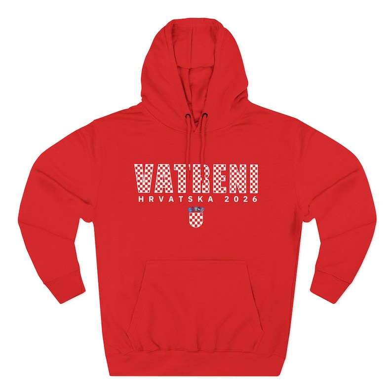 2026 Hrvatska Vatreni Hoodie, Republika Hrvatska Džemper, Croatian Soccer Fan Sweatshirt, Croatia World Football Clothes Red