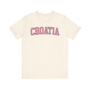 Croatia Checkers Shirt, Croatian Red and White Checks Soccer Tee, Hrvatska Nogomet Majica Natural