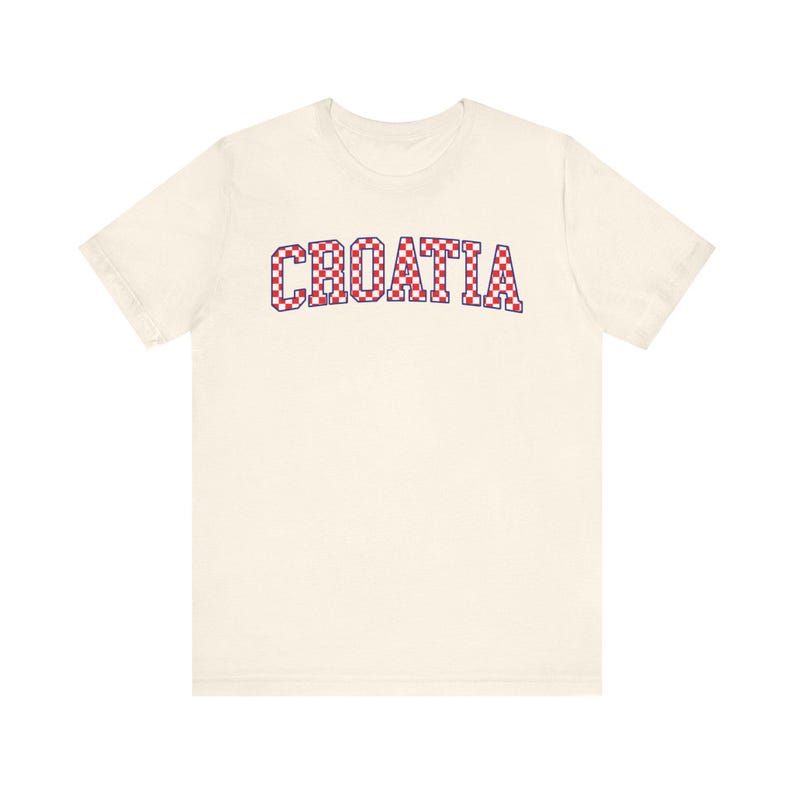 Croatia Checkers Shirt, Croatian Red and White Checks Soccer Tee, Hrvatska Nogomet Majica Natural