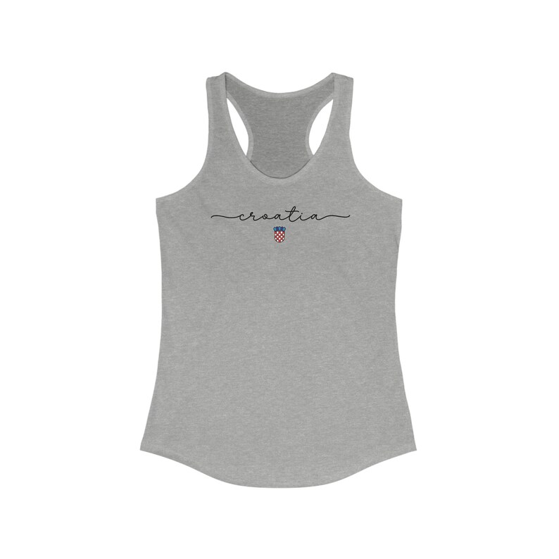 Croatia Tank Top, Cute Croatia Girl Outfit, Hrvatska Zastava Grb Souvenir Cup Gear, Nogomet Majica Gift Hrvatica Poklon, Euro Soccer Shirt Heather Grey