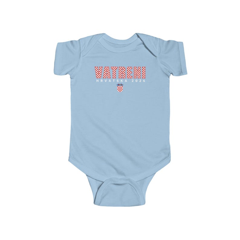2026 Vatreni Baby Bodysuit, Hrvatska Majica, Croatia National Soccer Shirt, Croatian World Football Clothes Light Blue