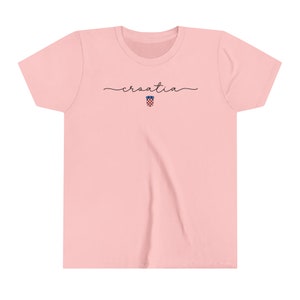Croatia Kids Shirt, Croatian Soccer Cup Shirt, Europe Football Teams, Hrvatska Nogomet Majica, Zastava Hrvatski Grb Football Tee Pink