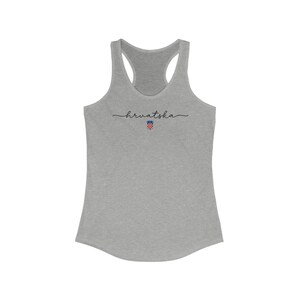 Hrvatska Tank Top, Cute Croatia Girl Outfit, Zastava Souvenir Soccer Cup Gear Nogomet Majica Gift Hrvatica Rodjendan Poklon, Europe Shirt Heather Grey