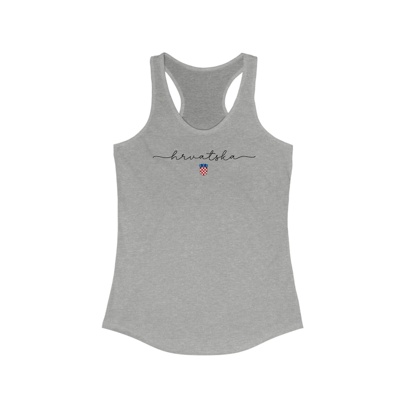 Hrvatska Tank Top, Cute Croatia Girl Outfit, Zastava Souvenir Soccer Cup Gear Nogomet Majica Gift Hrvatica Rodjendan Poklon, Europe Shirt Heather Grey