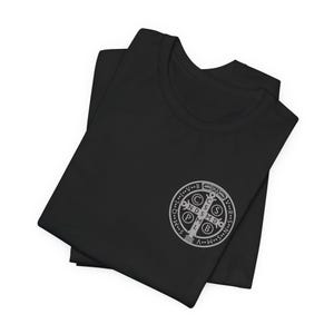 Saint Benedict Coin Shirt, Sveti Benedikt Medal T-Shirt, Medaljica Svetog Benedikta Majica Black