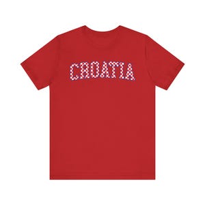 Croatia Checkers Shirt, Croatian Red and White Checks Soccer Tee, Hrvatska Nogomet Majica Red