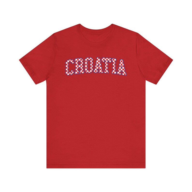 Croatia Checkers Shirt, Croatian Red and White Checks Soccer Tee, Hrvatska Nogomet Majica Red