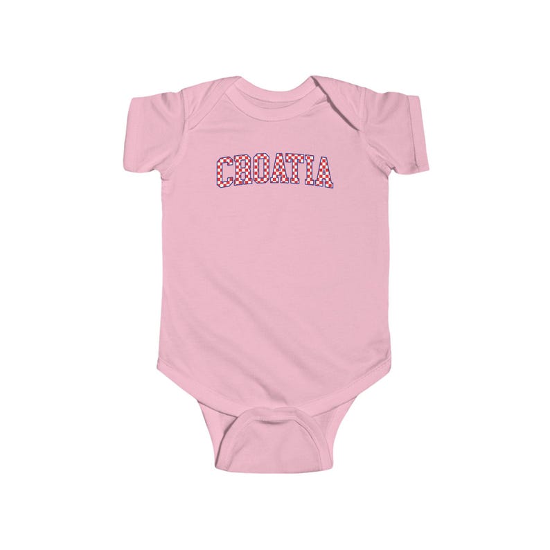 Croatia Checkers Baby Bodysuit, Croatian Red and White Checks Soccer Shirt, Hrvatska Beba Nogomet Majica Pink