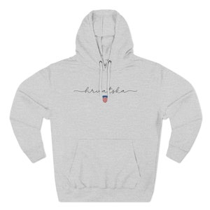 Hrvatska Hoodie, Croatia Sweatshirt, Croatian Soccer Clothes Hrvatski Nogomet Odjeca Hrvat Hrvatica Rodjendan Poklon Croat Heritage Festival Heather Grey