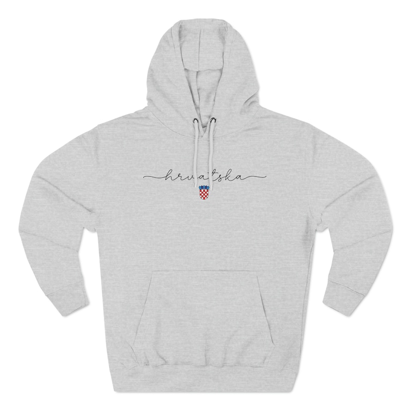 Hrvatska Hoodie, Croatia Sweatshirt, Croatian Soccer Clothes Hrvatski Nogomet Odjeca Hrvat Hrvatica Rodjendan Poklon Croat Heritage Festival Heather Grey