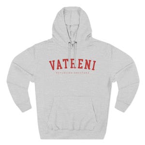 Vatreni Hoodie, Croatia World Soccer Sweatshirt, Hrvatska Nogomet Džemper Poklon 2026 Heather Grey