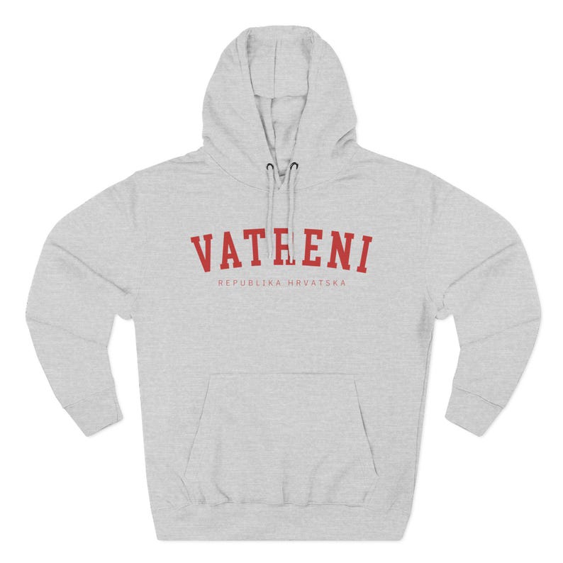 Vatreni Hoodie, Croatia World Soccer Sweatshirt, Hrvatska Nogomet Džemper Poklon 2026 Heather Grey