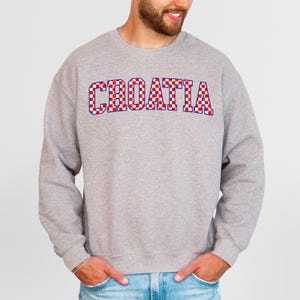 Croatia Checkers Sweatshirt, Croatian Red and White Checks Soccer Outfit, Hrvatska Nogomet Džemper bild 2