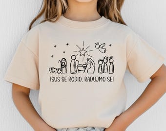 Isus se Rodio Nativity Kids Shirt, Croatian Catholic Christmas T-Shirt, Hrvatska Djeca Sretan Božić Majica