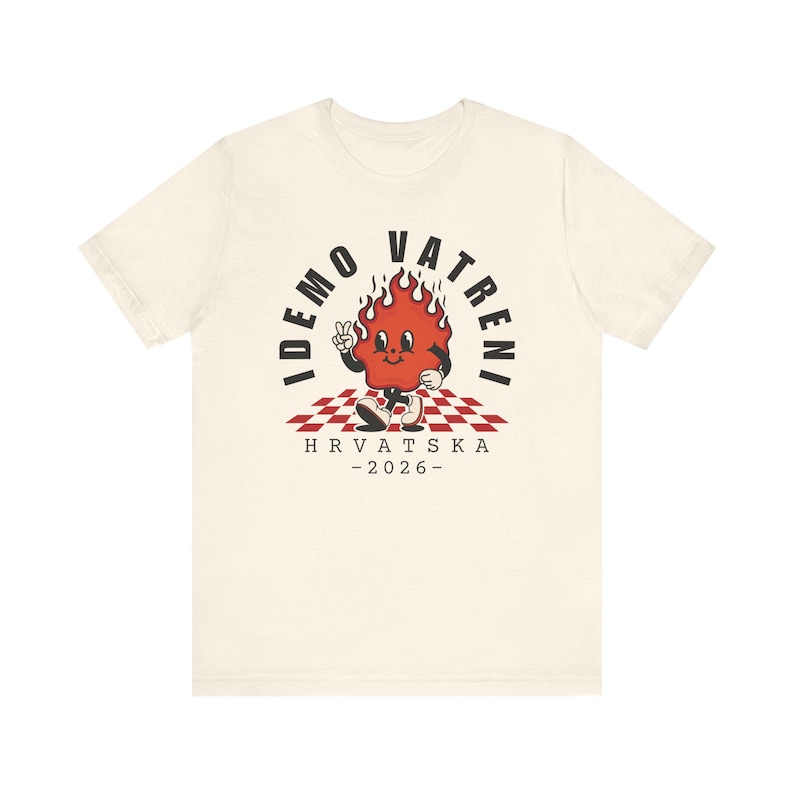 Idemo Vatreni Cartoon Fire Shirt, Croatia Soccer 2026 Tee, Hrvatska Nogomet Majica Natural