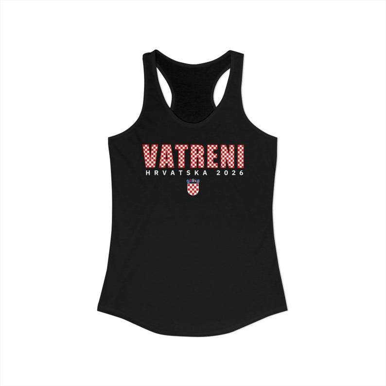 2026 Hrvatska Vatreni Tank Top, Republika Hrvatska Majica, Croatian Soccer Fan Shirt, Croatia World Football Solid Black