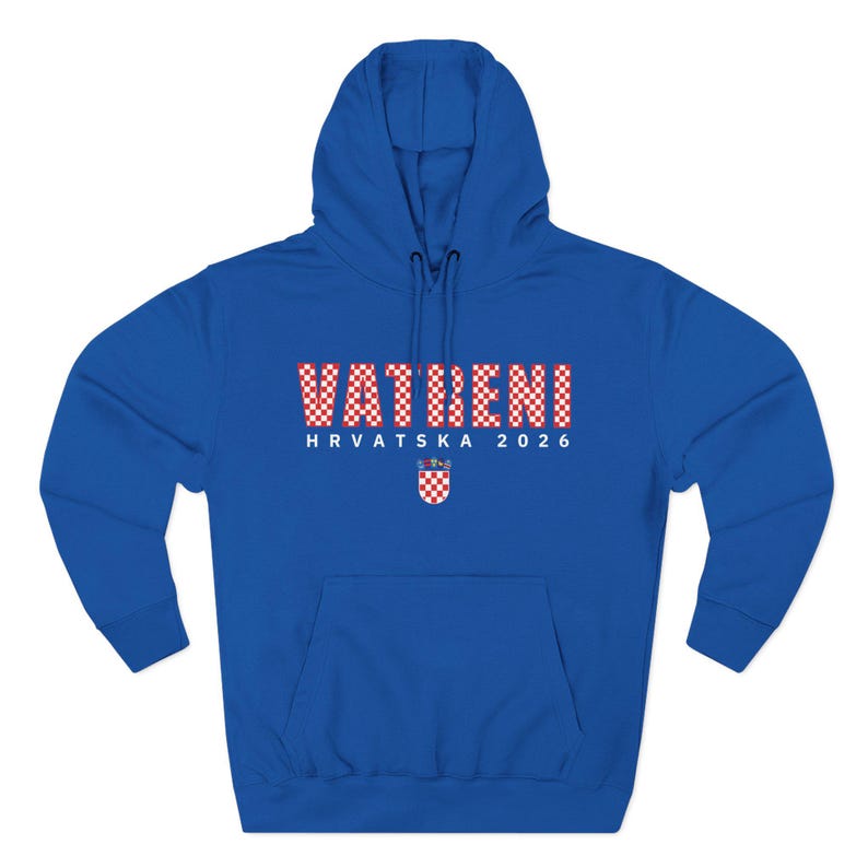 2026 Hrvatska Vatreni Hoodie, Republika Hrvatska Džemper, Croatian Soccer Fan Sweatshirt, Croatia World Football Clothes Royal Blue