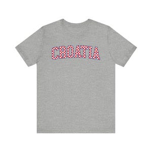 Croatia Checkers Shirt, Croatian Red and White Checks Soccer Tee, Hrvatska Nogomet Majica Athletic Heather
