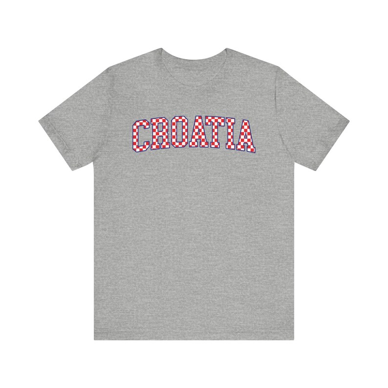 Croatia Checkers Shirt, Croatian Red and White Checks Soccer Tee, Hrvatska Nogomet Majica Athletic Heather